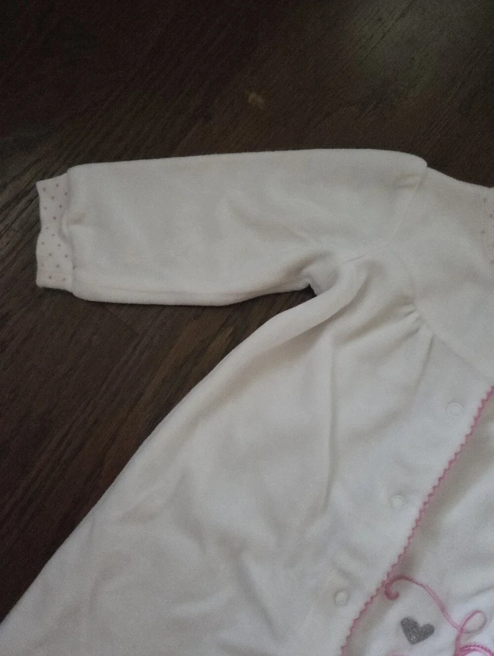 Caeters 6M Girls White Velour Ballet Slipper Romper